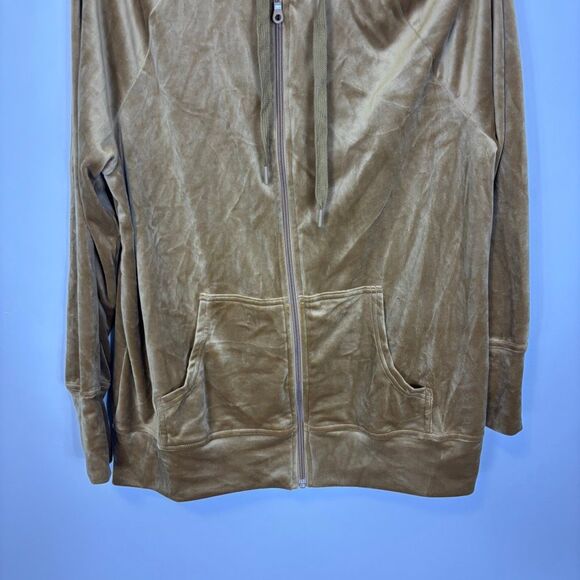 New Aerie Golden Yellow Velour Oversized Hooded Zip Up Sweatshirt Small - Picture 4 of 6